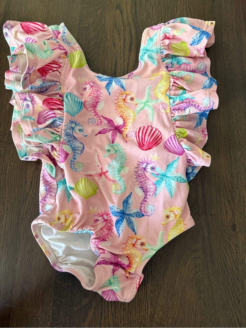 Posh Peanut Pink Seahorse Ruffle One-Piece Swimsuit